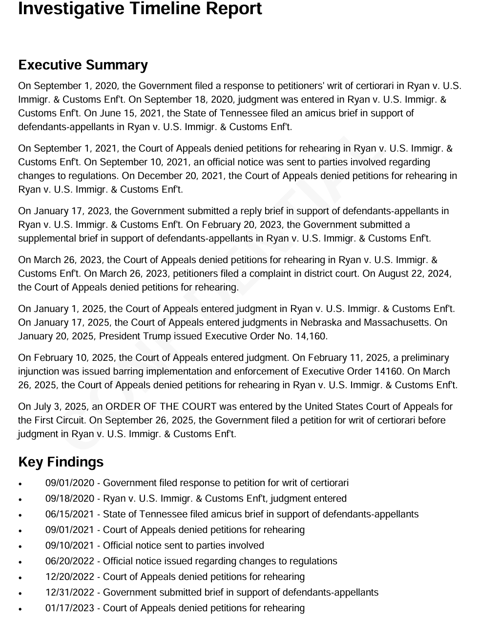 Executive summary and key findings screenshot